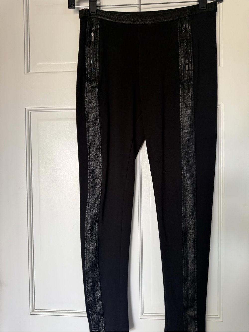 BCBGMaxAzria Black Jeggings with Faux-Leather Side Panels